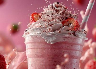 طرز تهیه میلک شیک توت فرنگی با بستنی و شیر طرز تهیه میلک شیک توت فرنگی با بستنی و شیر